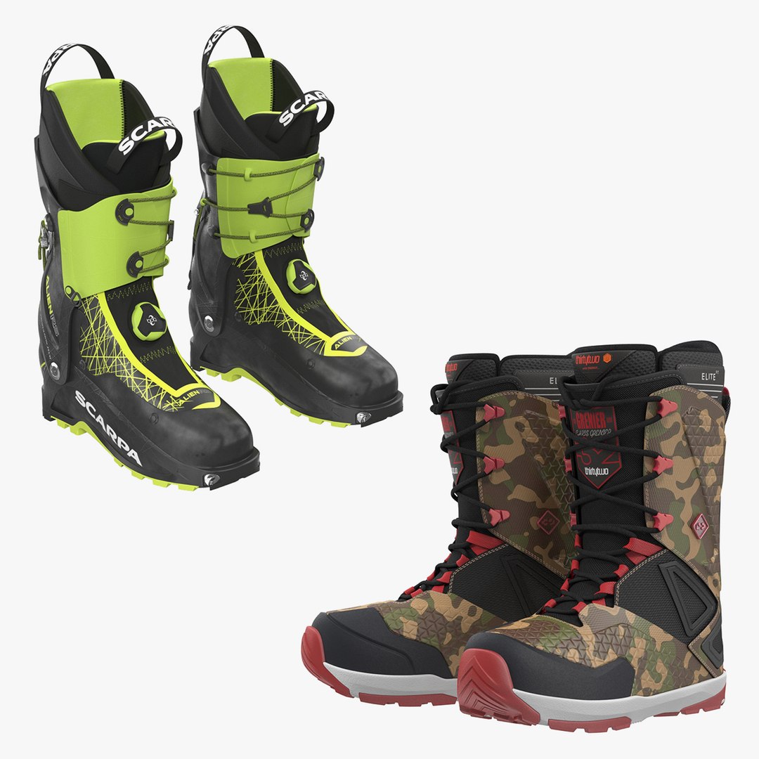 Ski and Snowboarding Boots 3D Models Collection 3D model preview