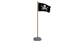 Low Poly Seamless Animated Pirate Flag 3D