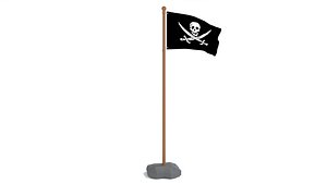 Low Poly Seamless Animated Pirate Flag