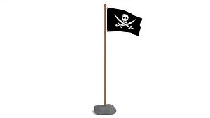 Low Poly Seamless Animated Pirate Flag