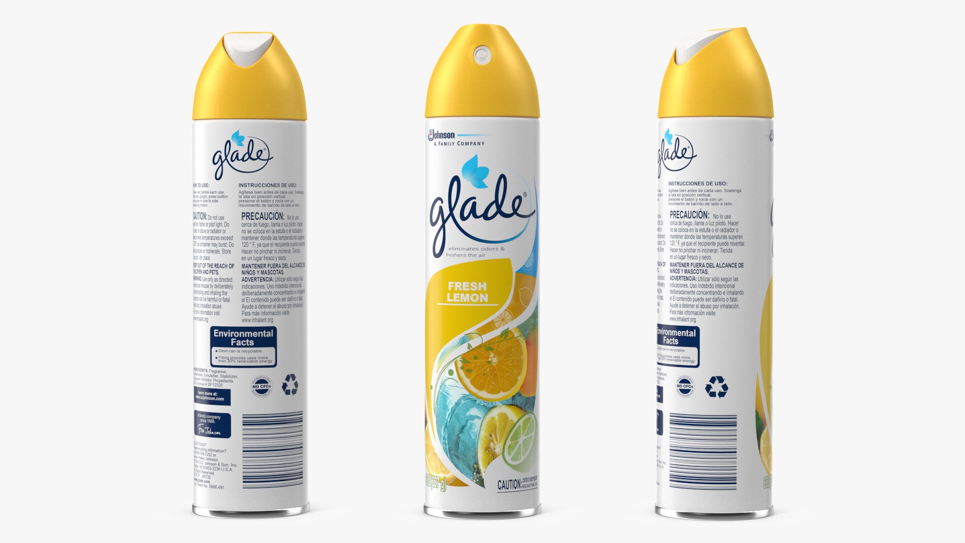 Glade Air Freshener Aerosol Spray Lemon Fresh 3D model preview