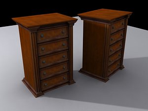 wooden dresser antique 3d model