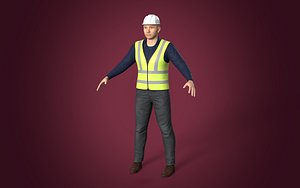 Rigged Architect Civil Engineer - Man -- IK-FK Rig -- Construction Worker Miner Mechanic Plumber