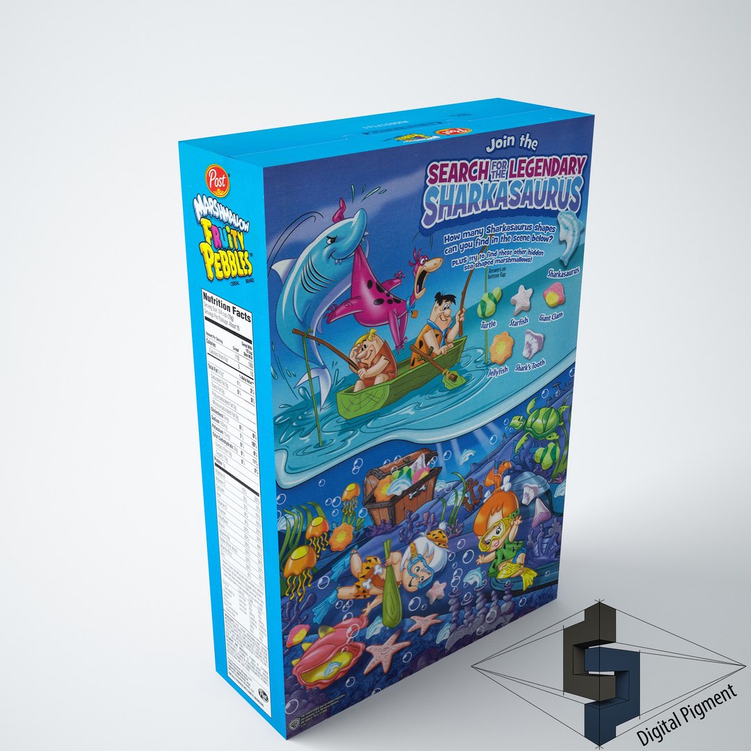 Fruity Pebbles Marshmallow Cereal Box 3d Model