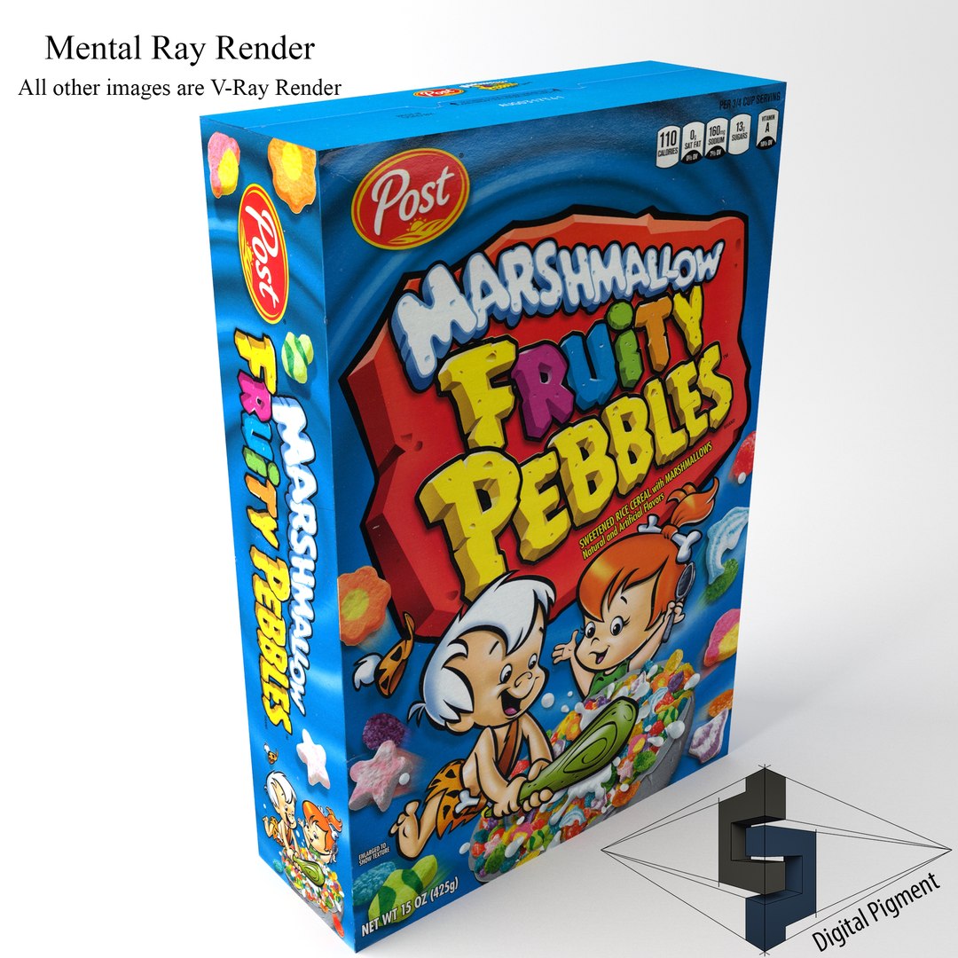 Fruity Pebbles Marshmallow Cereal Box 3d Model
