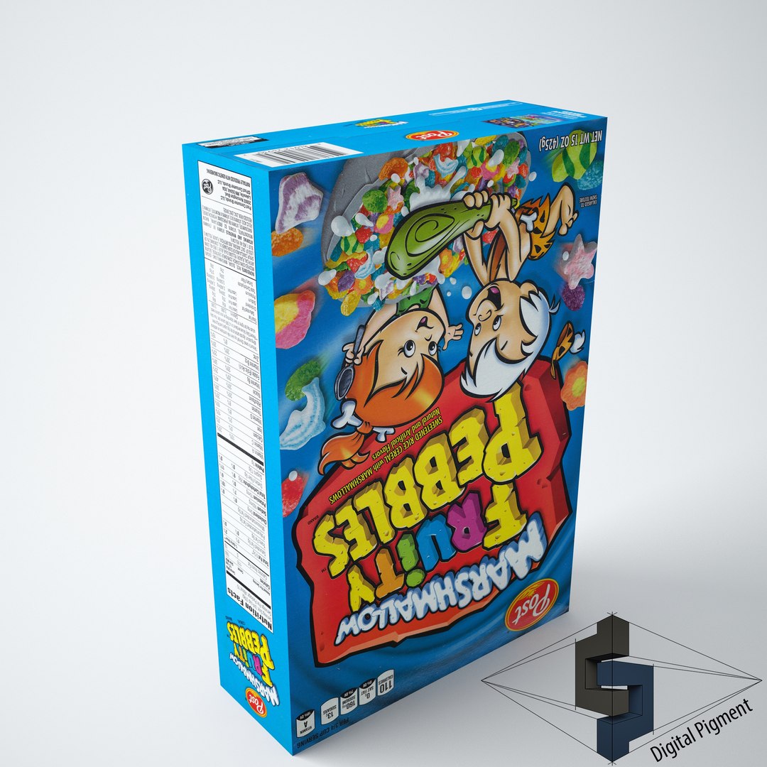 Fruity Pebbles Marshmallow Cereal Box 3d Model