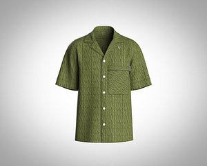 Mens resort shirt with texture fabric big pocket 3D model