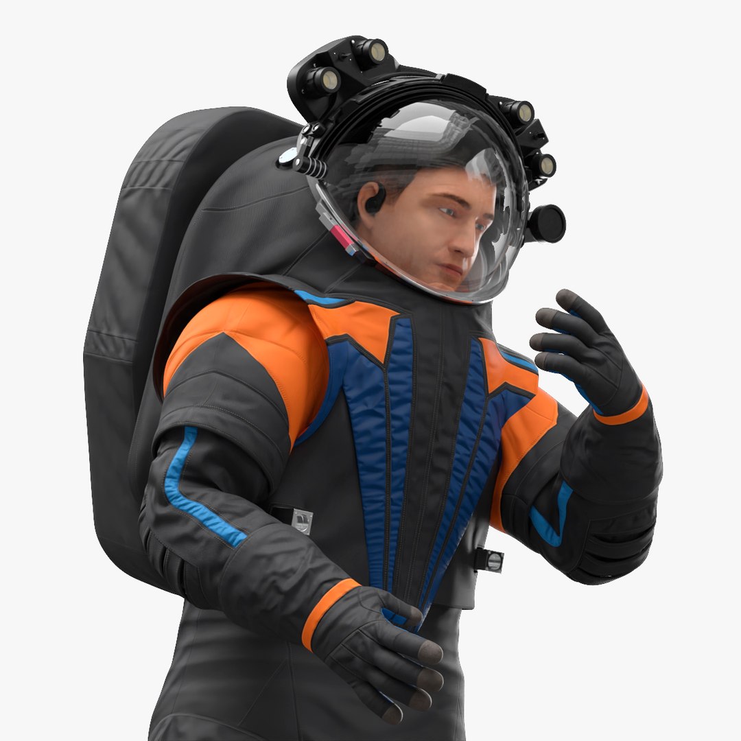 Astronaut Wearing Spacesuit Fur Rigged 3D model preview