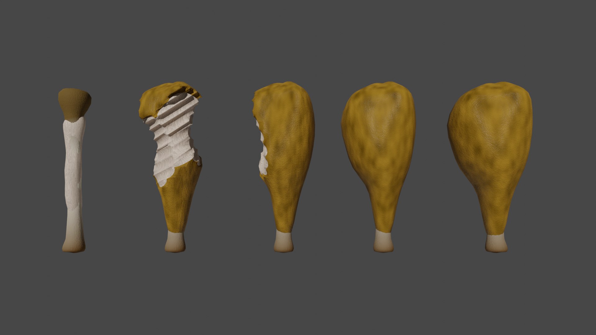 Chicken Leg Eaten At Stages- Low Poly 3D Model - TurboSquid 1963517