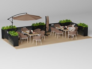 Outdoor cafe restaurant terrace seating area