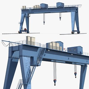 Rail Mounted Double Girder Gantry Crane Blue Simplified model