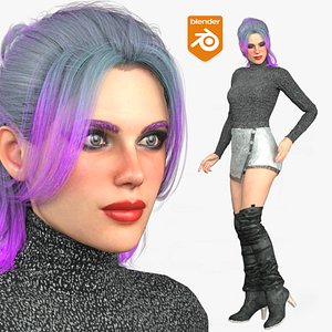 Realistic Rigged Style Woman-Luna Character 3D Model
