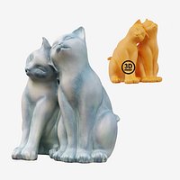 3Dscanned Nuzzling Cats Statue