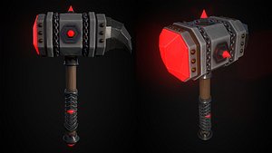 3D Low Poly Hammer model