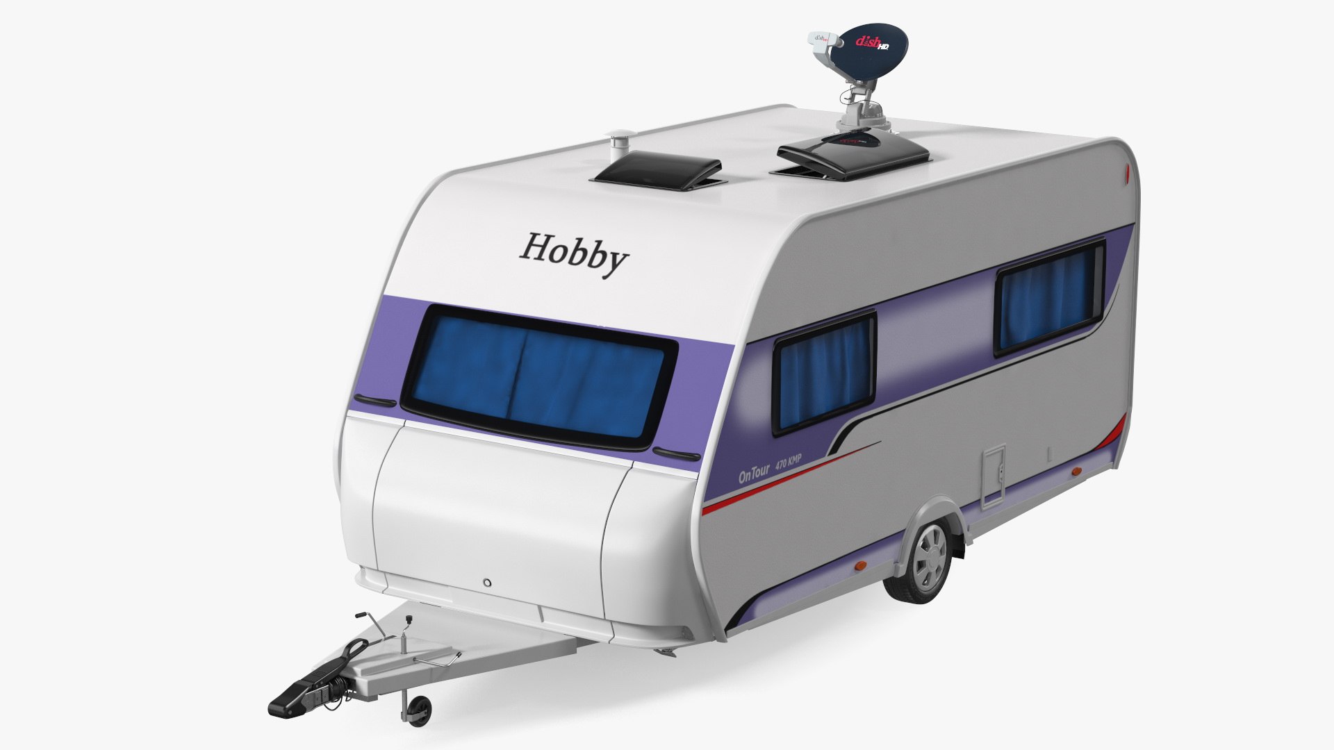 Hobby Caravan with Multi Satellite Antenna SK1000 3D model preview