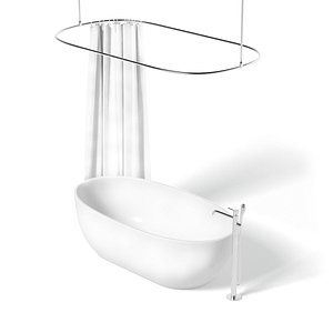 Opened Shower Curtain with Bath Interior Elements