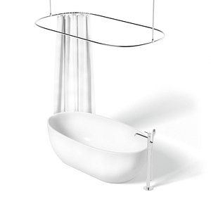 Opened Shower Curtain with Bath Interior Elements
