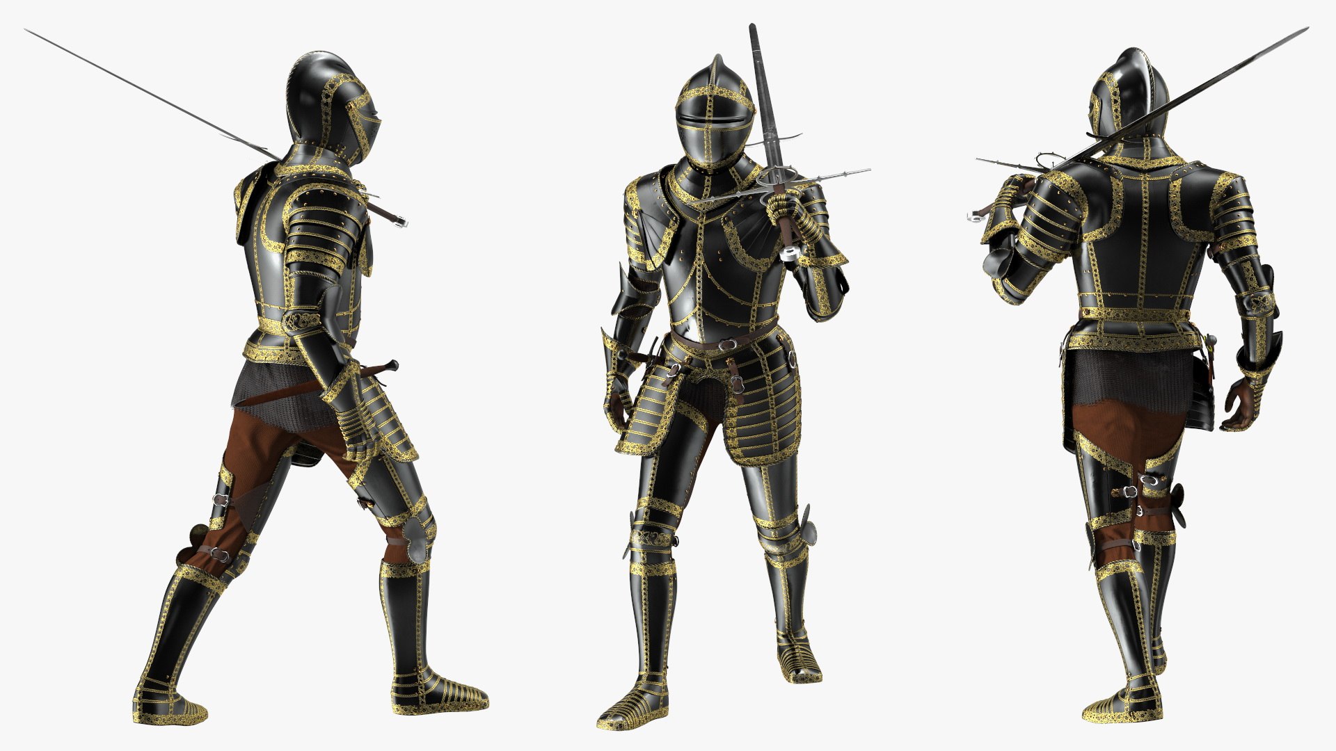 3D model Medieval Knight Black Gold Full Armor Walking Pose https://p.turbosquid.com/ts-thumb/yR/fhE9Gg/4y/medievalknightblackgoldfullarmorwalkingposemb3dmodel009/jpg/1640619751/1920x1080/fit_q87/2df48fa52737c8ca17bbf53a331350d2de7ed786/medievalknightblackgoldfullarmorwalkingposemb3dmodel009.jpg