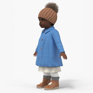 Black Baby Girl Light Skin Outdoor Style A-Pose 3D model
