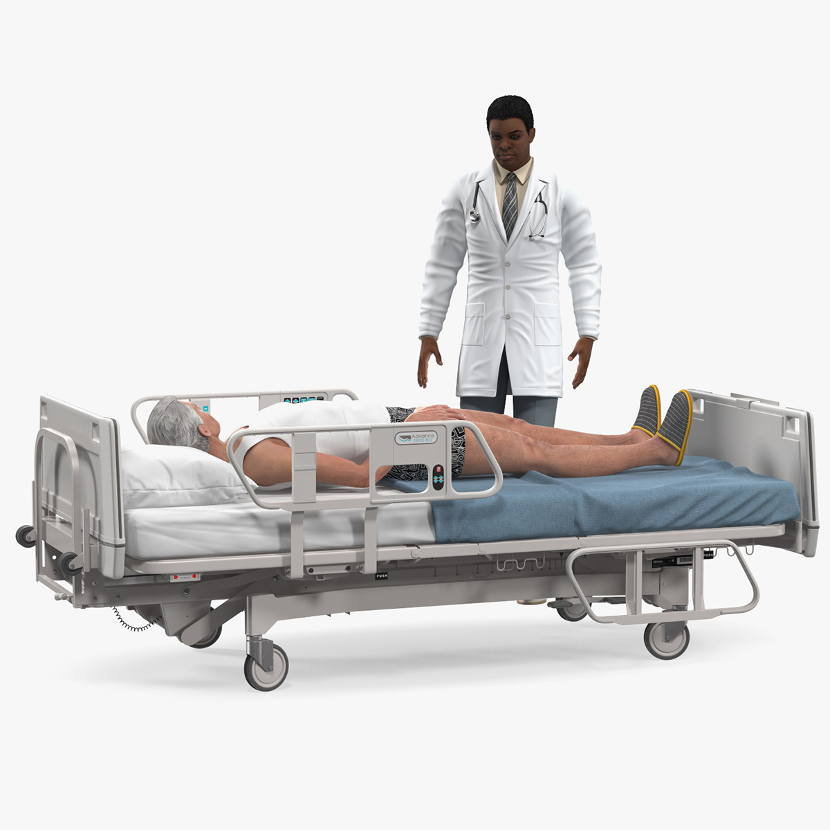 3d Patient On Hospital Bed And Doctor Rigged For Cinema 4d Turbosquid 1875460