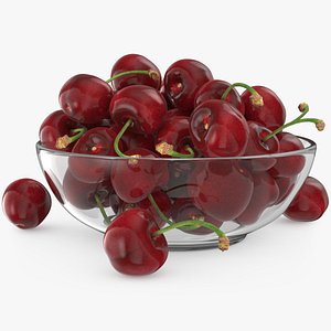 Cherries in Glass Bowl 3D model