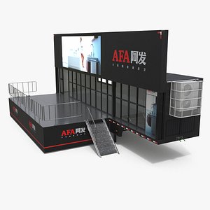 3D AFA Exhibition Semi Trailer with Single Deck model