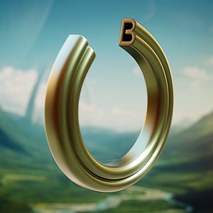 3D Futuristic Gold Letter B Ring 44