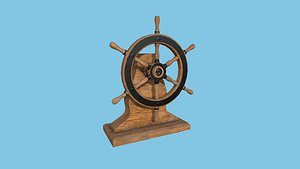 3D Pirate Ship Wheel 04 - Wood Black - Helm Interior Parts