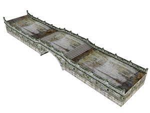 3D Japan Stone Arch Bridge - Historic Single-Span with Balustrade