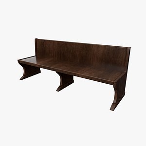 3D Wooden Bench Long