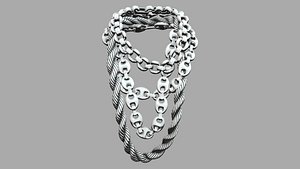 Oversize Metal Chains Multi-Row Huge Rapper Necklace