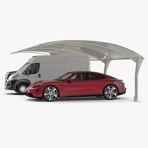 3D Parking Shed with Car