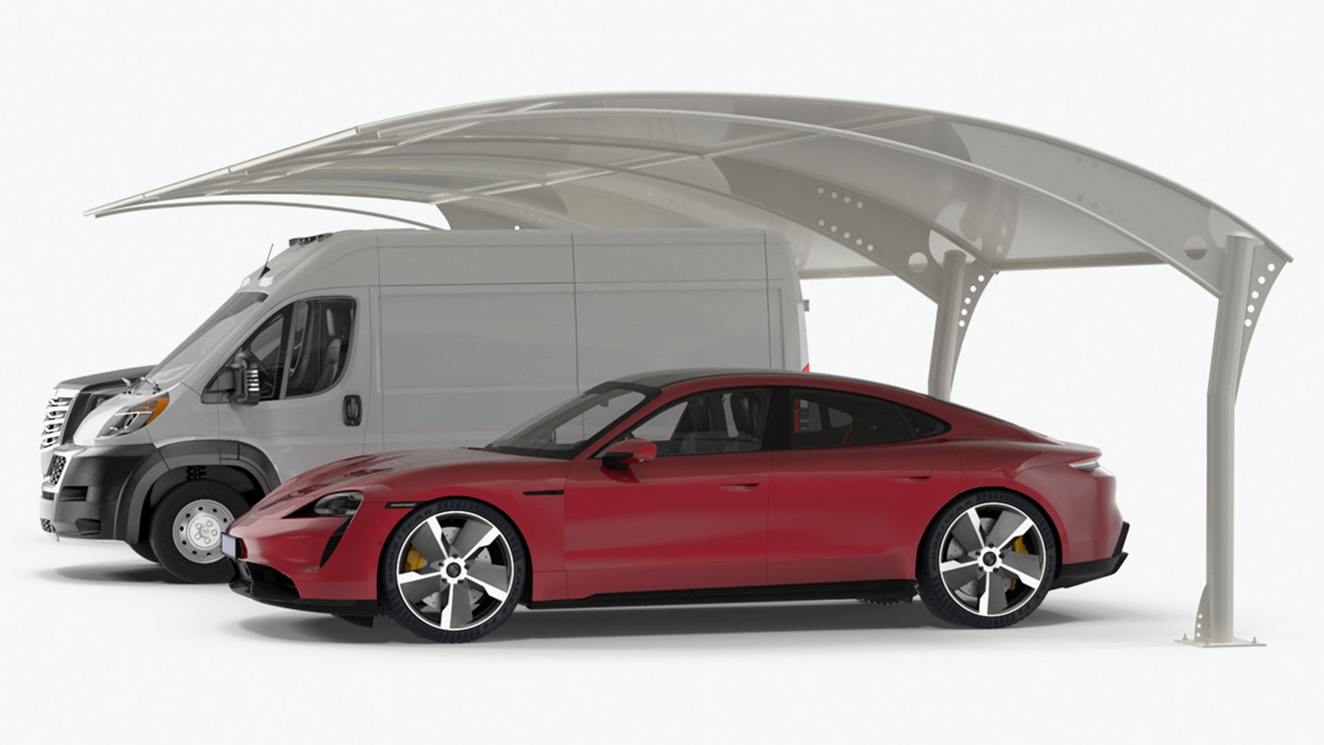 Parking Shed with Car 3D model preview