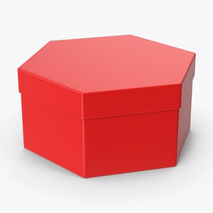 3D Red Hexagon Box