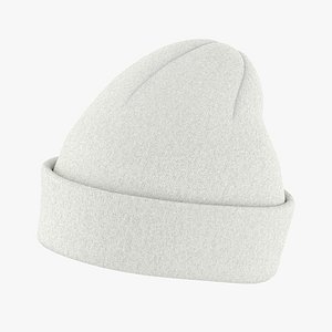 Beanie Winter Hat White Grey
