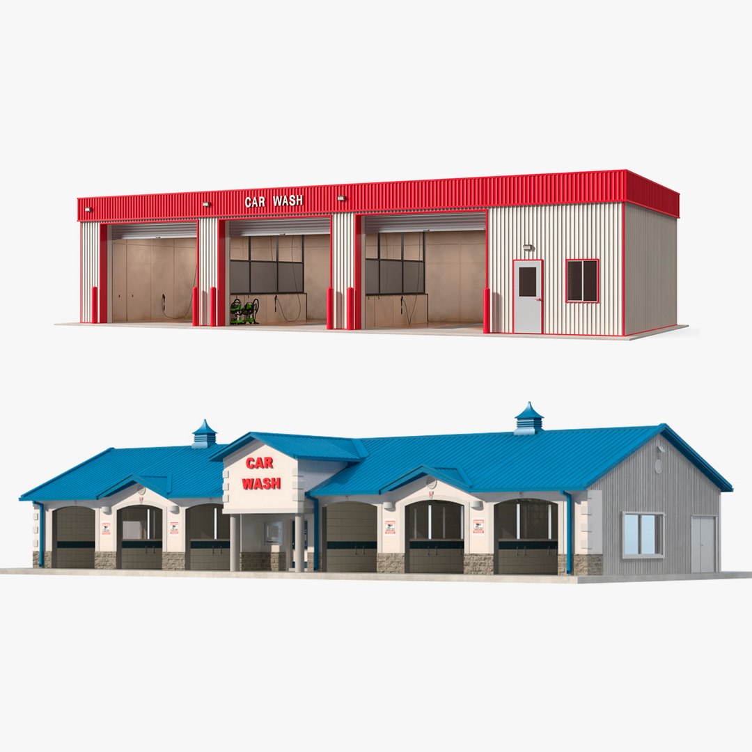 Car Wash Buildings Collection 3D model preview