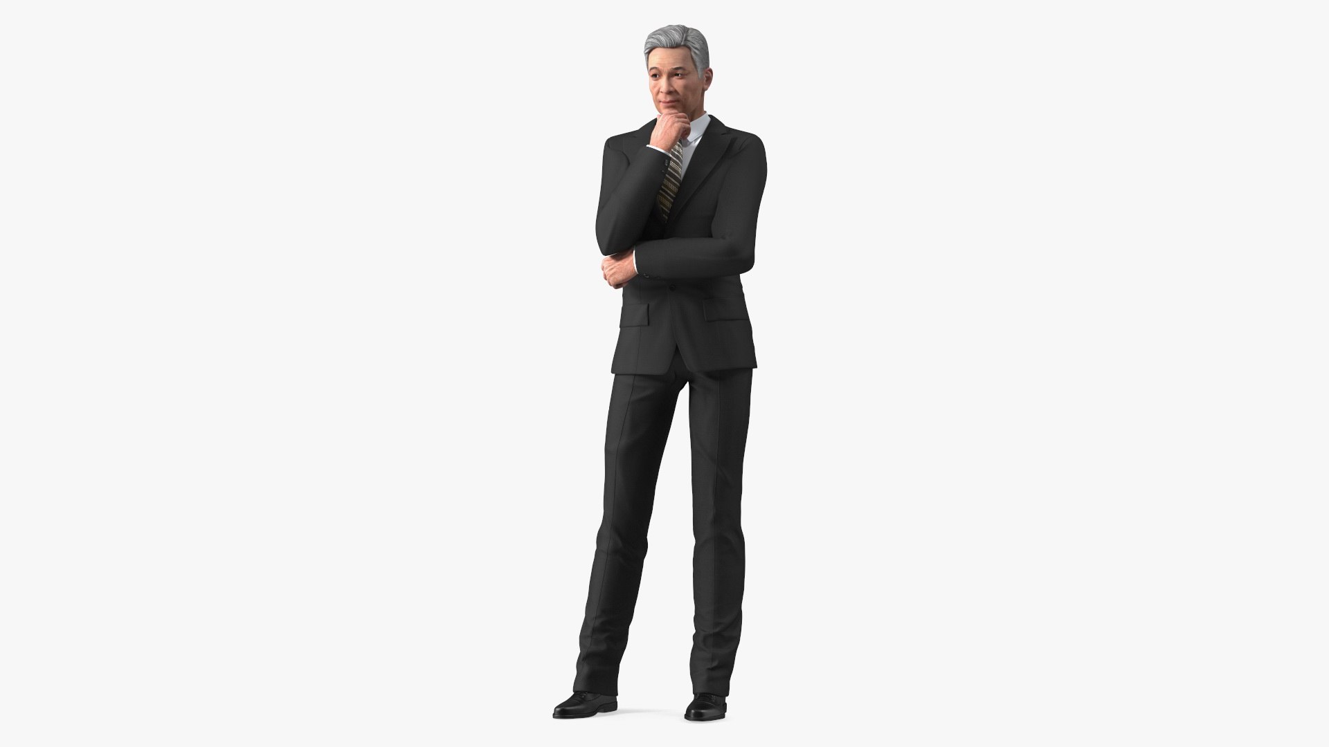 Korean Old Aged Man in Suit 3D model preview