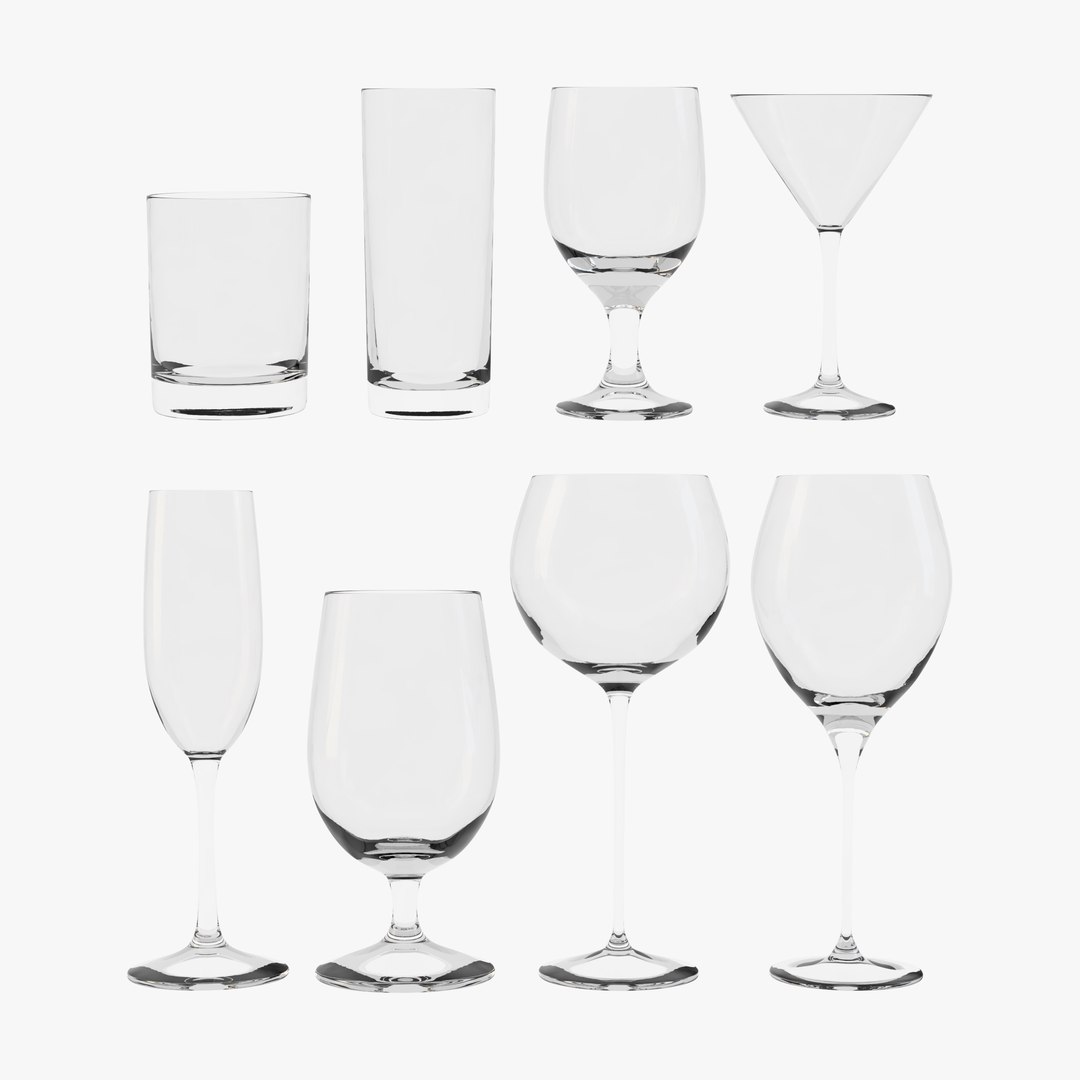 Cocktail Glasses Collection 3D model preview