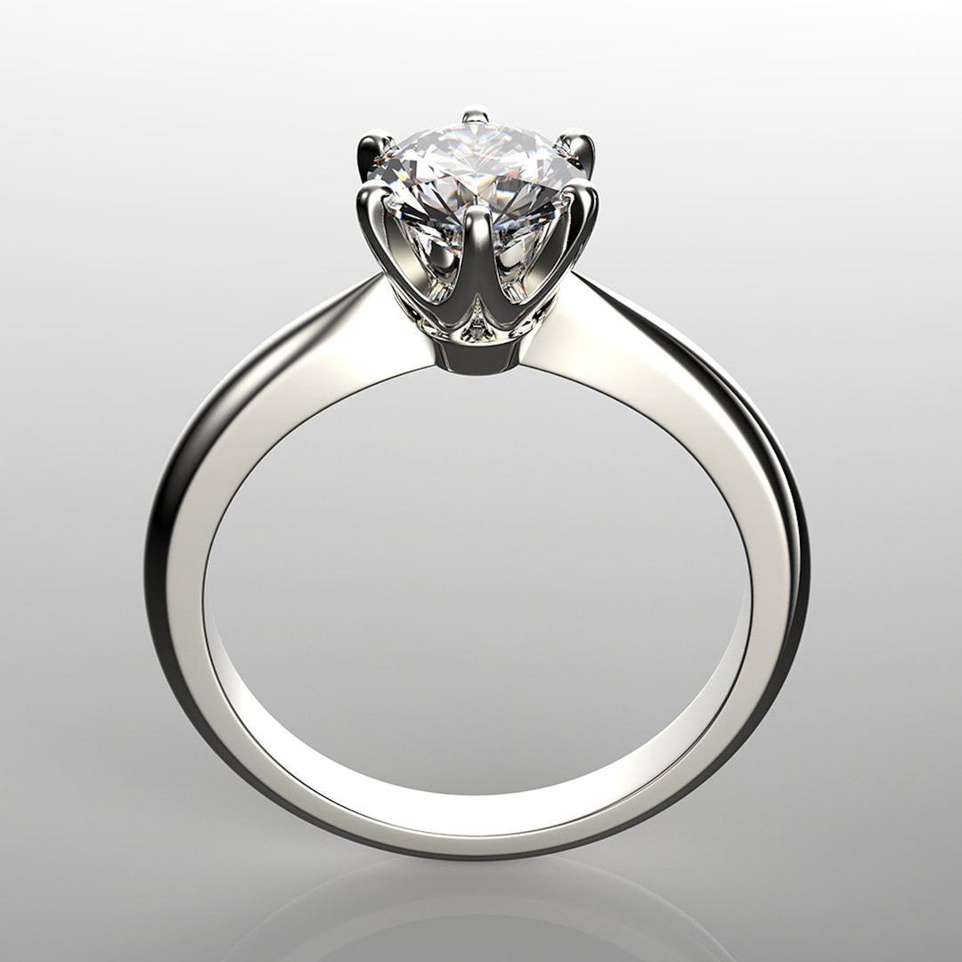 3D Gold Engagement Diamond Ring Set 0068 V1 With Gem Model - TurboSquid ...