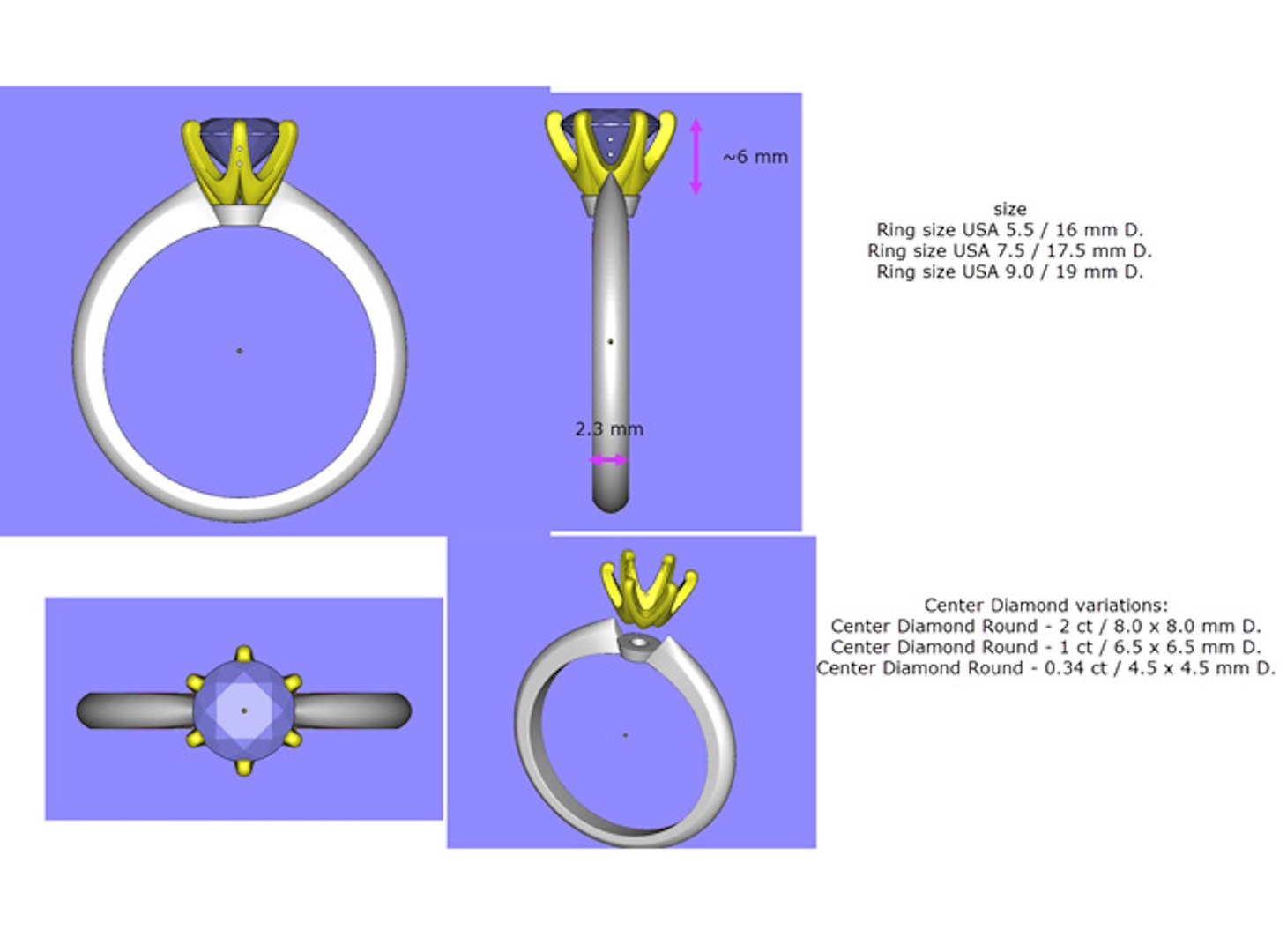 3D Gold Engagement Diamond Ring Set 0068 V1 With Gem Model - TurboSquid ...