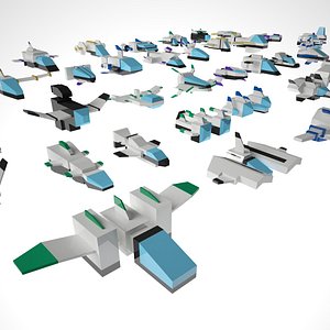 50 Game Ready Lowpoly Spaceships Pack
