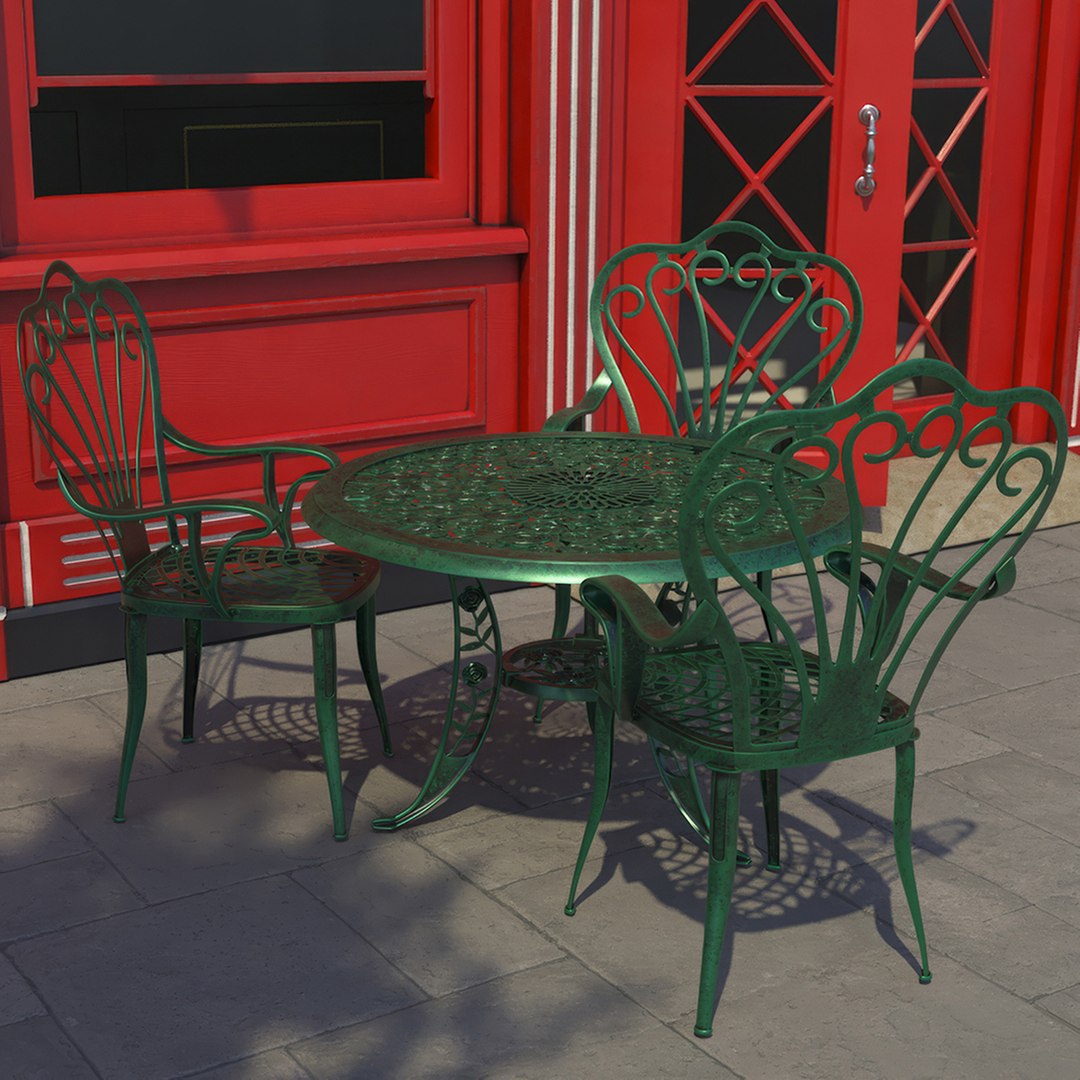 Vintage Patio Furniture Set 3D model preview