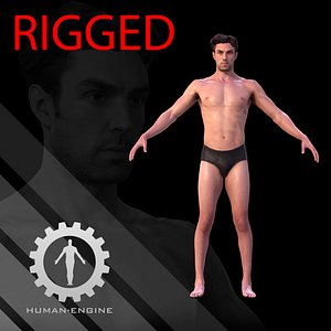male scan rig human character 3d model