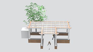 3D European Style Garden Pergola 3D Model model