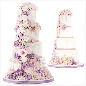 3D Wedding cake ruffle decor pastry bows flowers