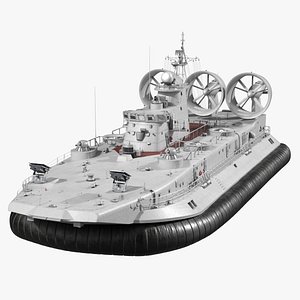 Large Military Hovercraft with Triple Jet Engines Gray