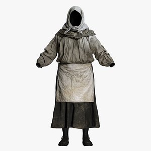 Poor Medieval Villager Set - Scarf Apron Skirt