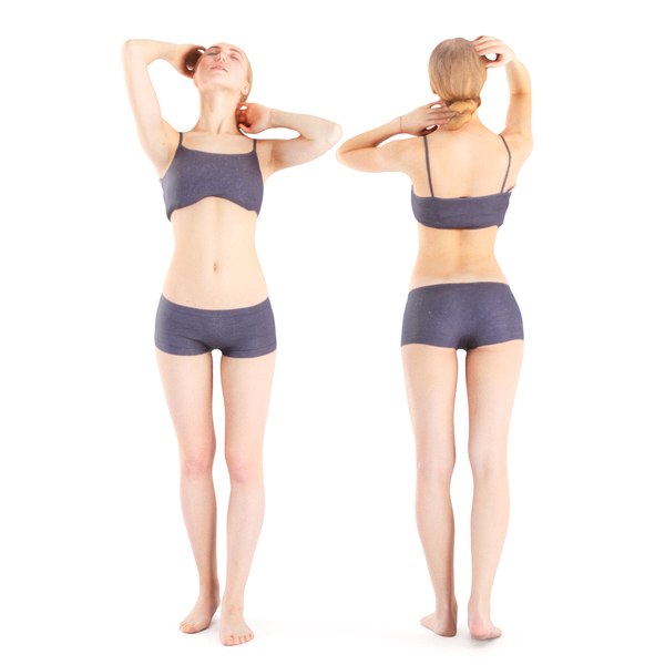 scanned young woman pose 3D