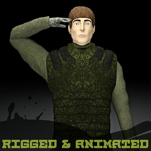 3d max rigged male military character