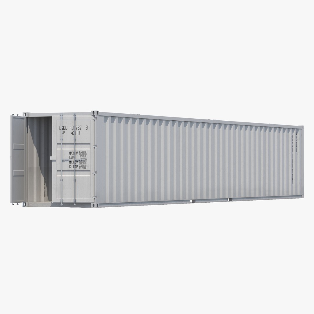 48 ft Shipping ISO Container White 3D model preview